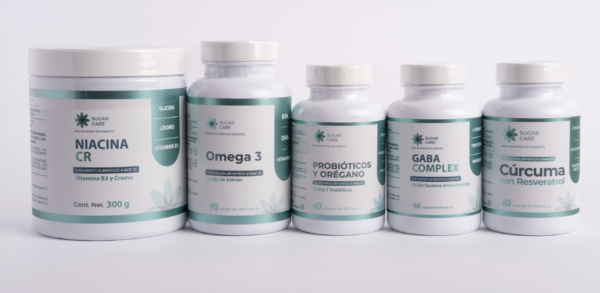 Combo de 5 productos (incluye uno de cada uno) Niacina Cr + GABA complex + Omega-3 + Selenio + Cúrcuma